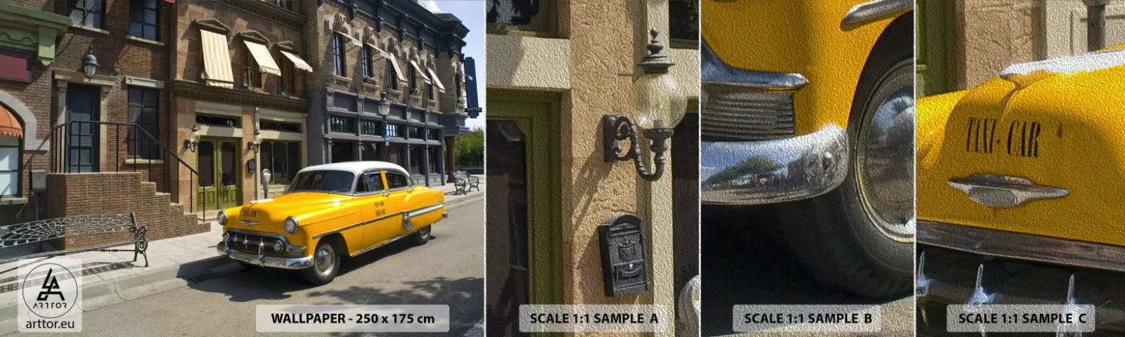 Prøve Fototapet Premium Sand - Der var engang i Amerika - By, Taxa, New York - 100x30 cm