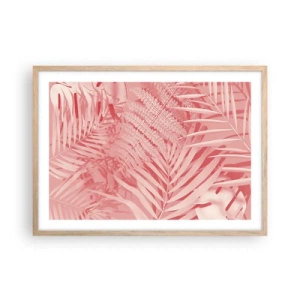 Plakat i ramme af lyst egetræ - Lyserødt koncept - 70x50 cm