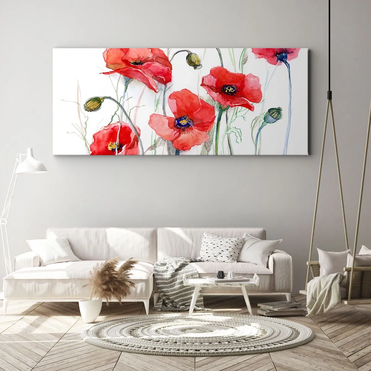 Lærredstryk - Billede på lærred - Polske blomster - 120x50 cm