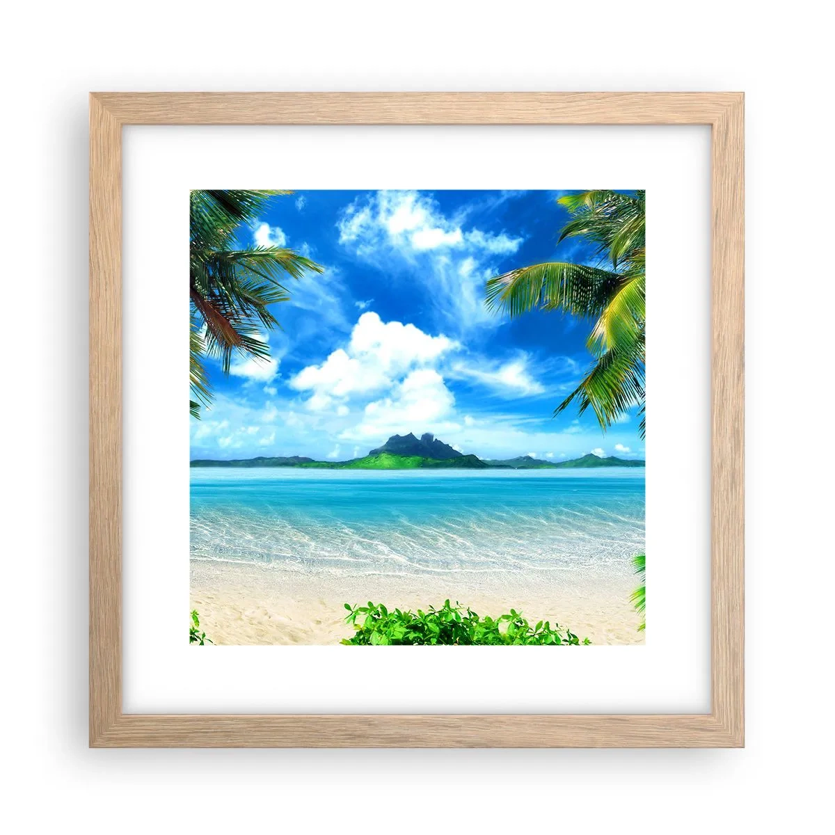 Plakat i ramme af lyst egetræ - Azur i troperne - 30x30 cm