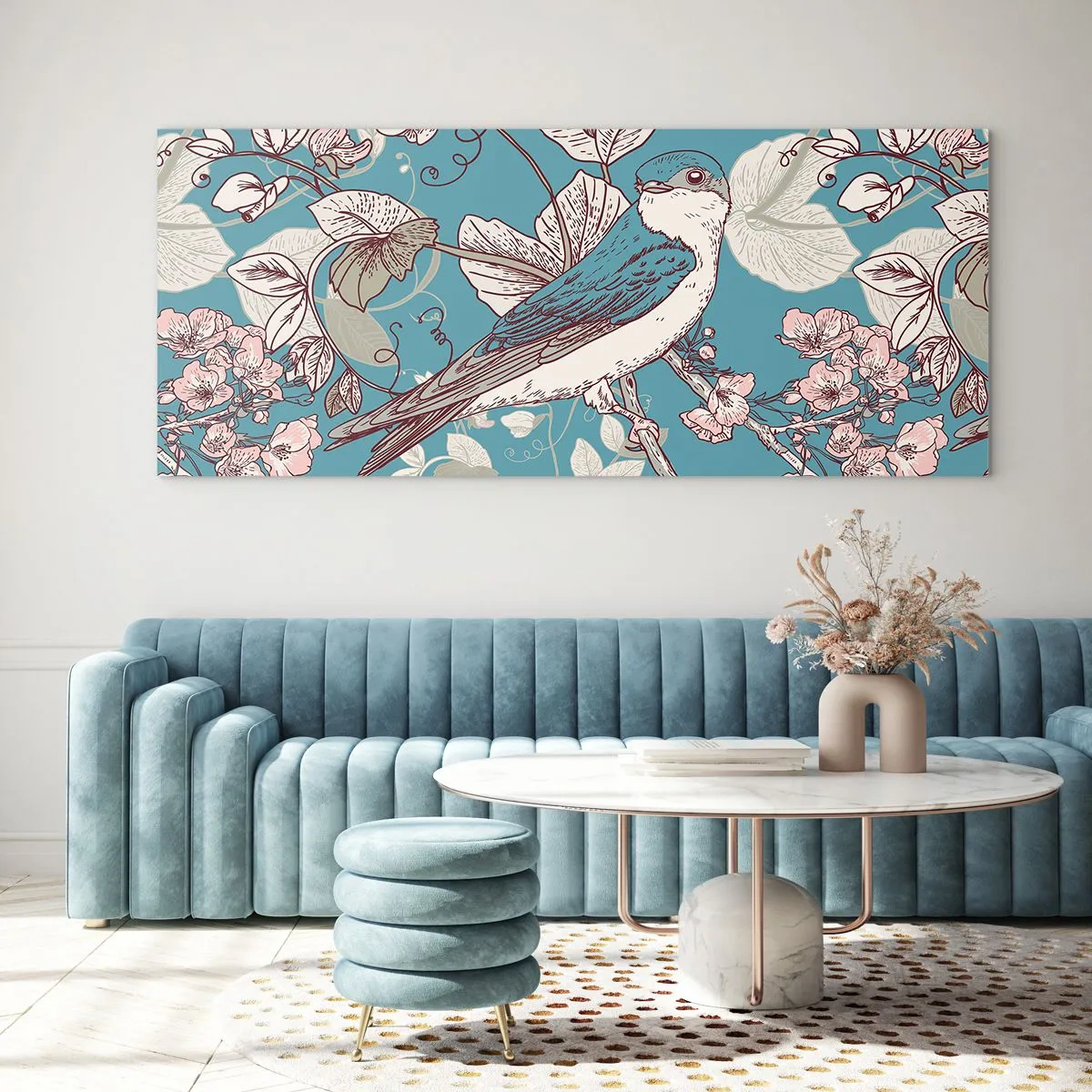 Billede på glas - I de hvide skove kvidrende og sølvfarvede - 120x50 cm