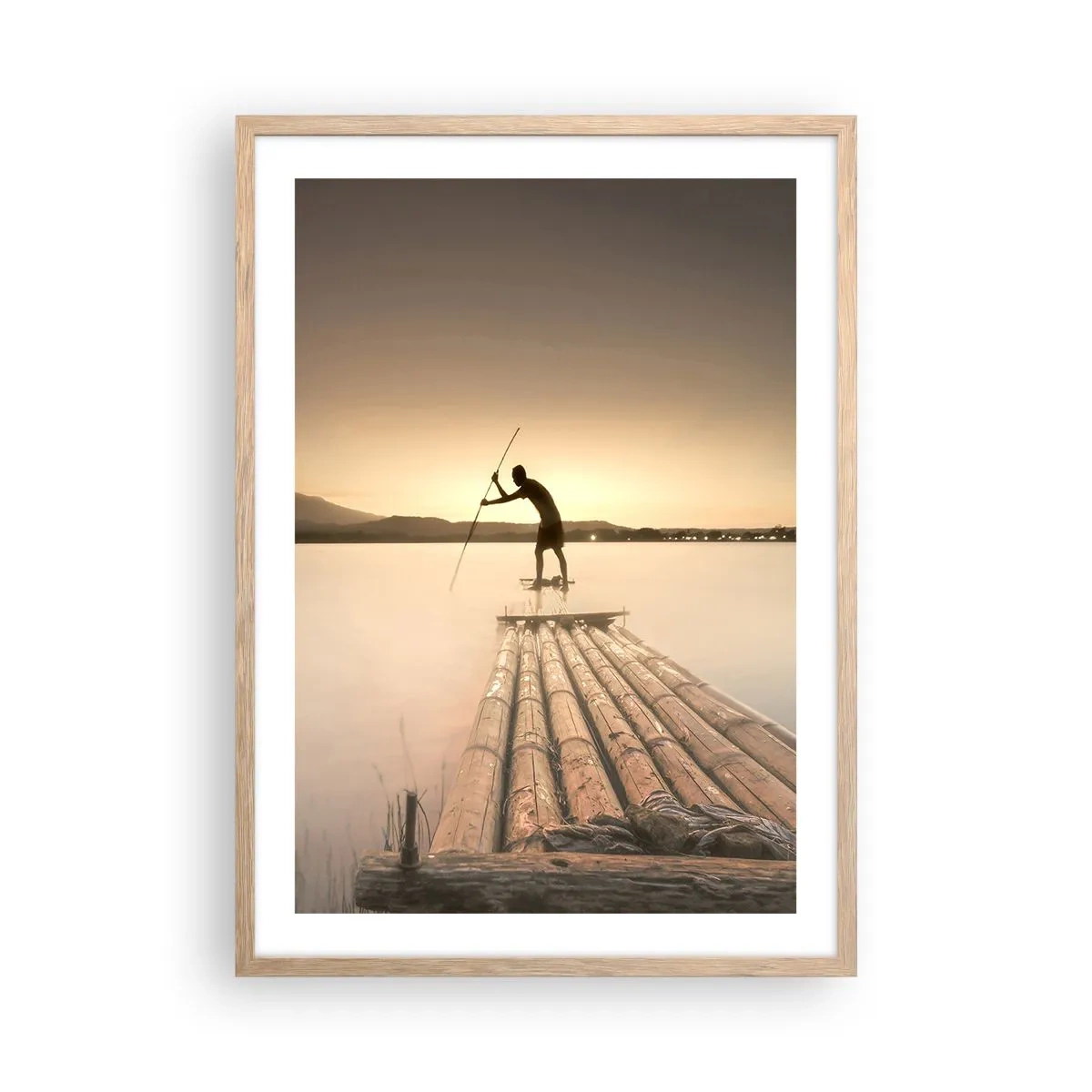 Plakat i ramme af lyst egetræ - Før du hviler - 50x70 cm