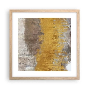 Plakat i ramme af lyst egetræ - En gylden eksplosion - 40x40 cm