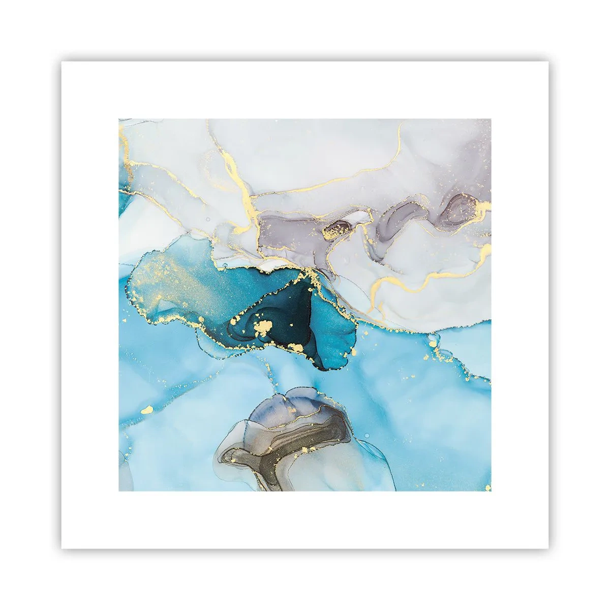 Plakat - En undersøgelse af mødet mellem grå og turkis - 30x30 cm