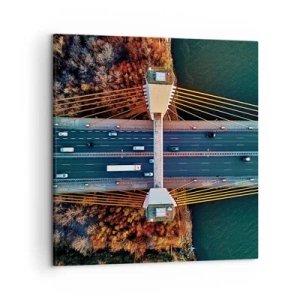 Lærredstryk - Billede på lærred - Bag vandet, bag skovene - 50x50 cm