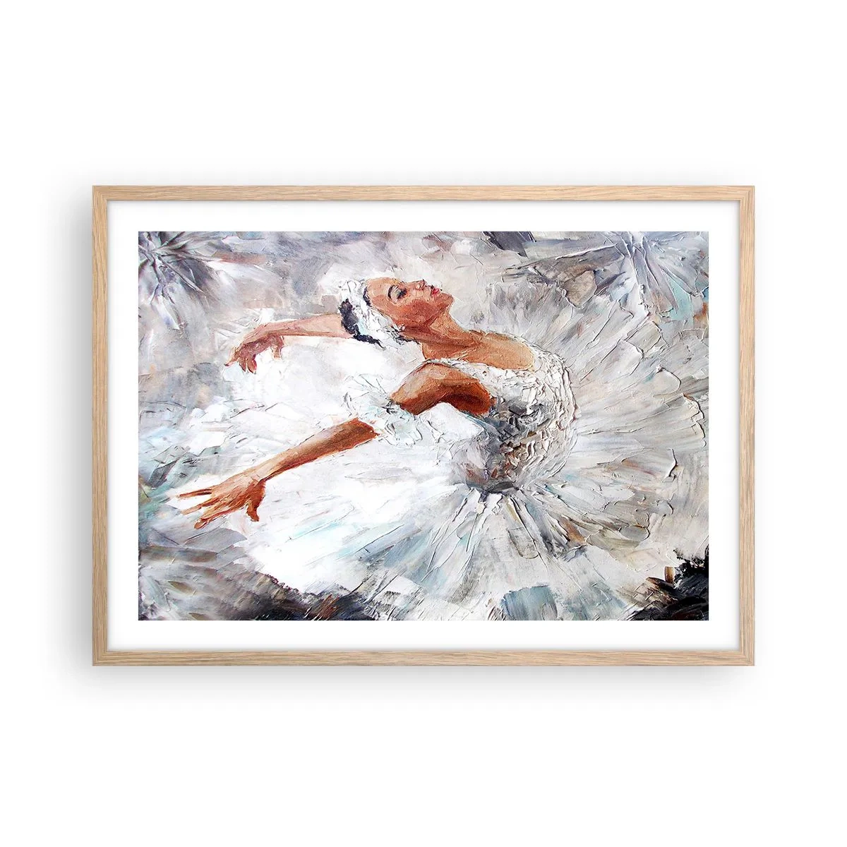 Plakat i ramme af lyst egetræ - Blød og let som tyl - 70x50 cm