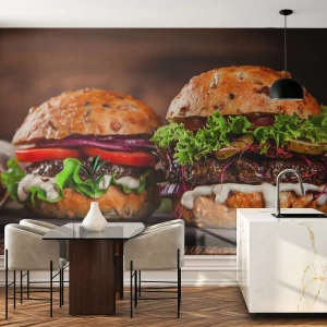 Fototapet Premium Sand - American dream - Gastronomi, Hamburger, Kulinarisk - 300x210 cm