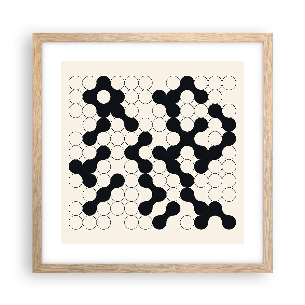 Plakat i ramme af lyst egetræ - Kinesisk spil - variation - 40x40 cm