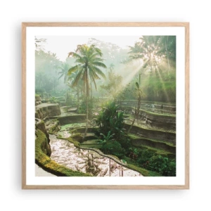 Plakat i ramme af lyst egetræ - Voksende op i solen - 60x60 cm