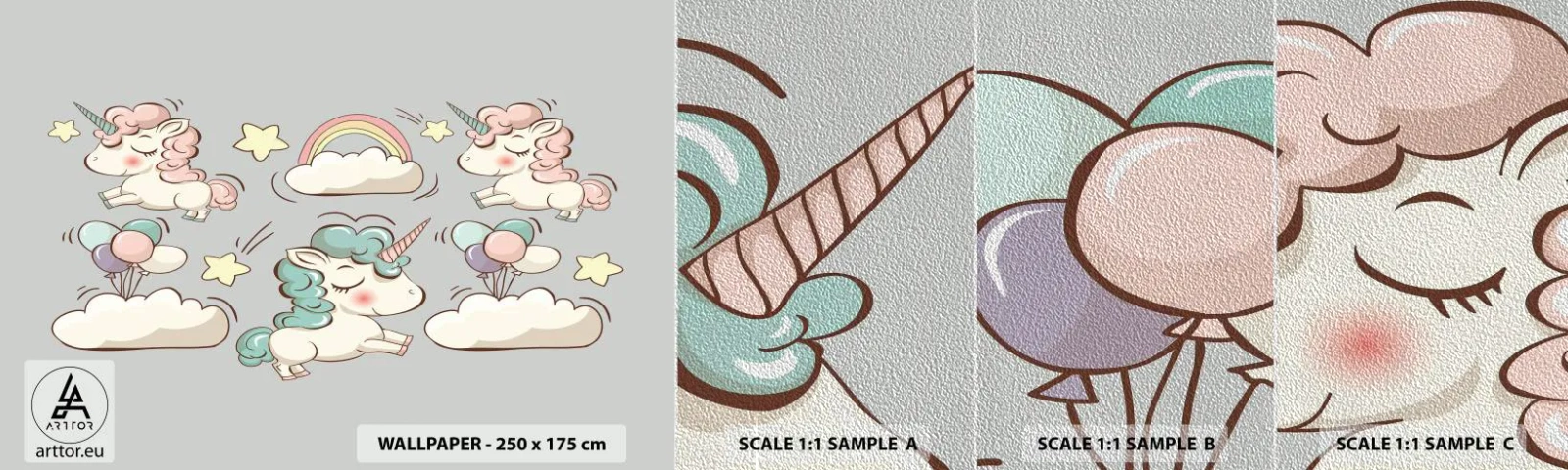 Prøve Fototapet Premium Sand - Der er bestemt ... - For børn, enhjørning, Eventyr - 100x30 cm