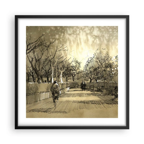 Plakat i sort ramme - Et øjeblik med fjer - 50x50 cm