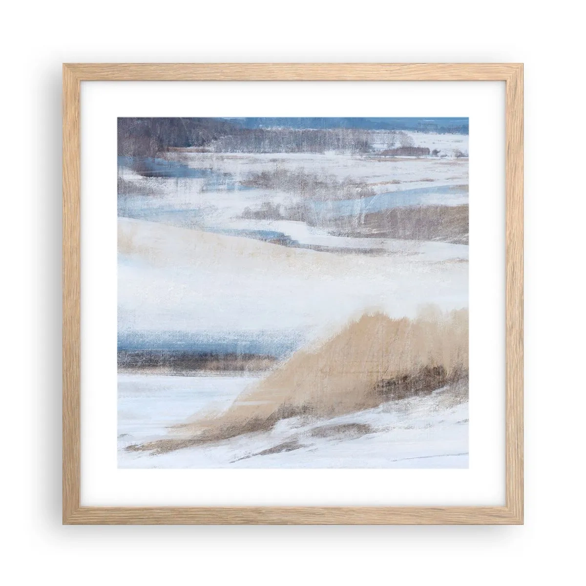 Plakat i ramme af lyst egetræ - Vinterkomposition - 40x40 cm