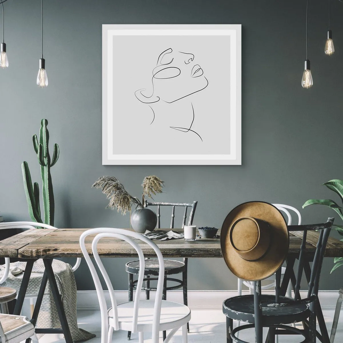 Plakat i hvid ramme - En drømmes slyngninger - 60x60 cm