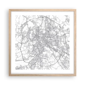 Plakat i ramme af lyst egetræ - Romersk cirkel - 50x50 cm