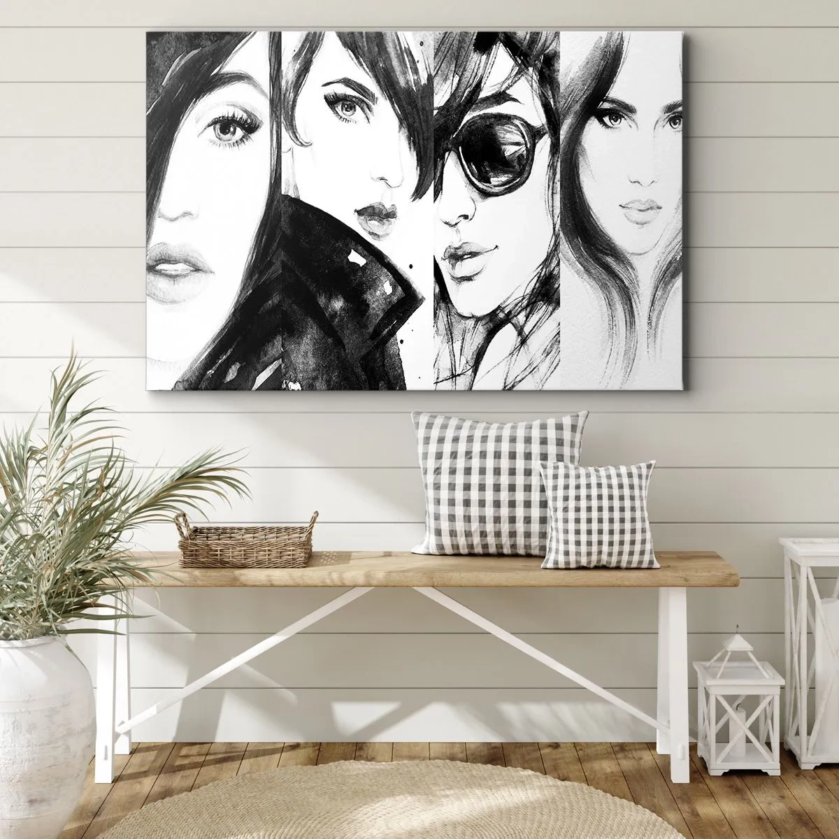 Lærredstryk - Billede på lærred - Stilfulde portrætter af kvinder i monokromatiske toner - 70x50cm - Skønhed mangedoblet - Moderne vægdekoration til stue og soveværelse ARTTOR