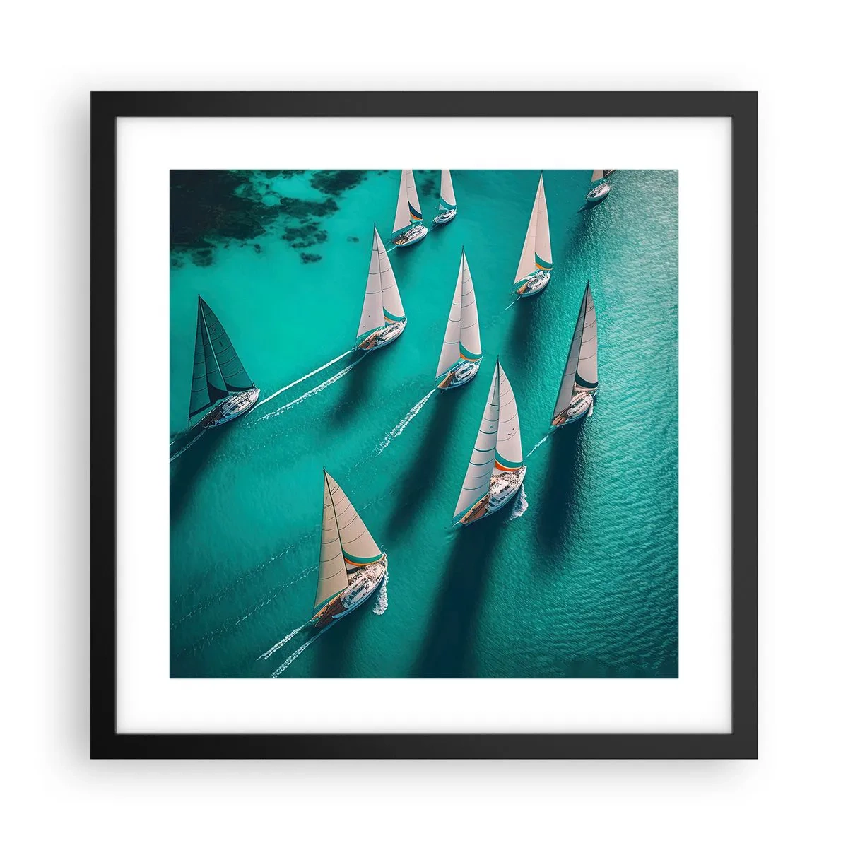 Plakat i sort ramme - Konkurrerer med vinden - 40x40 cm