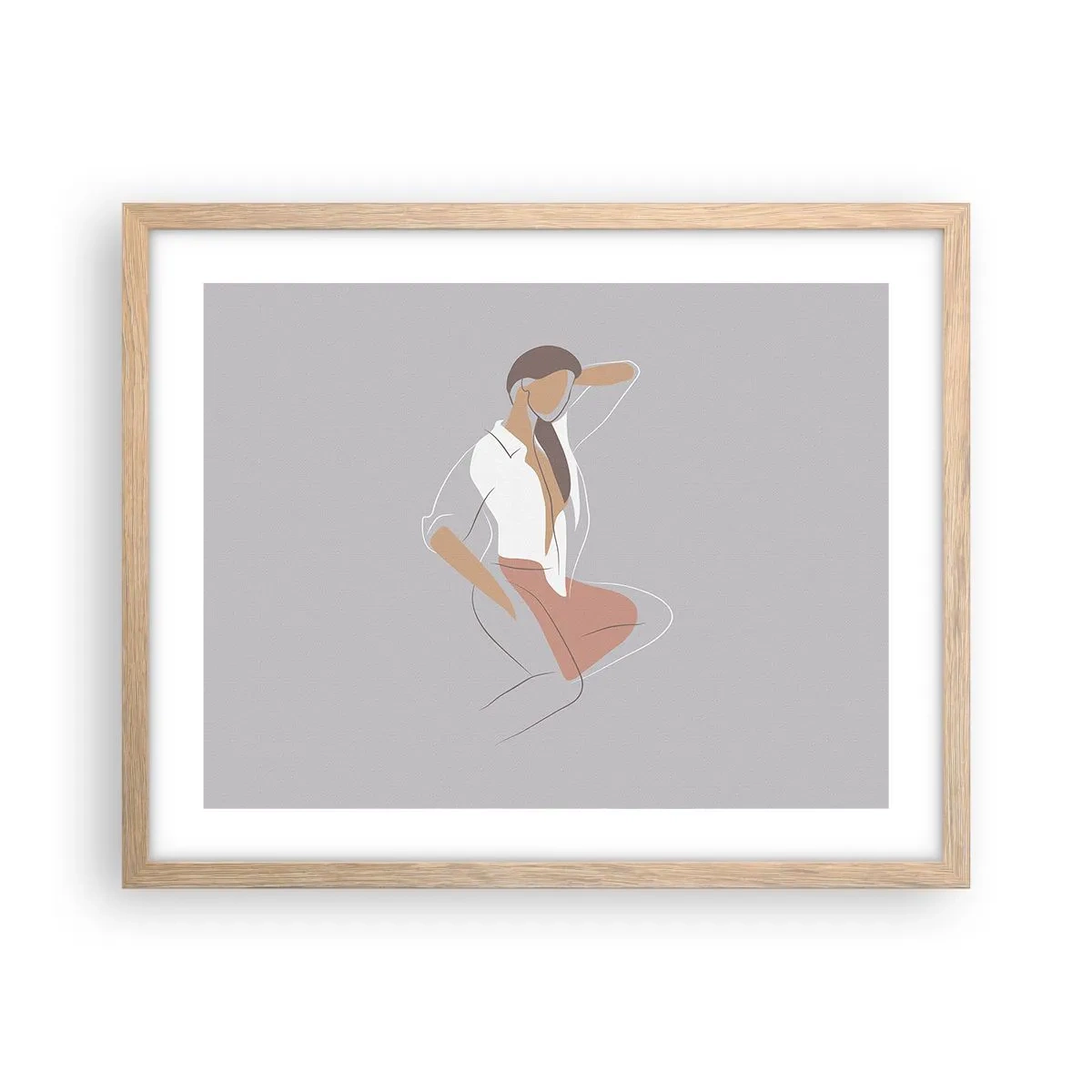 Plakat i ramme af lyst egetræ - Omrids af nåde - 50x40 cm