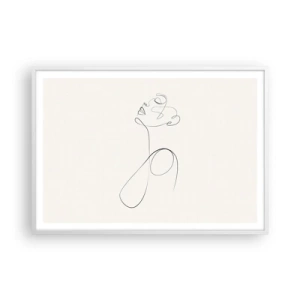 Plakat i hvid ramme - Sløjfet i drømme - 100x70 cm