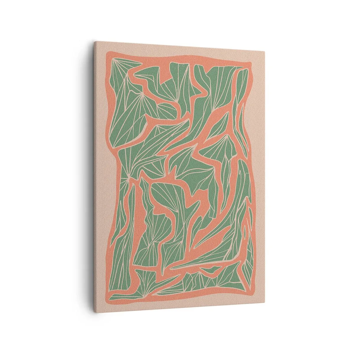 Lærredstryk - Billede på lærred - En kamp mellem koral og grøn - 50x70 cm