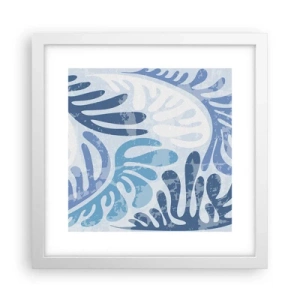 Plakat i hvid ramme - Blå bregner - 30x30 cm
