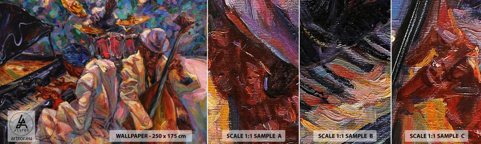 Fototapet Prøve Standard Eco - I én rytme - musik, Jazz, Kontrabas - 100x30 cm