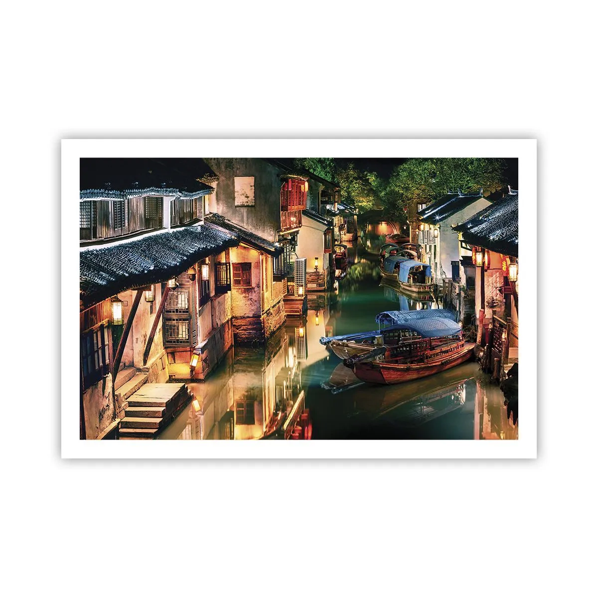 Plakat - En aften på en kinesisk gade - 91x61 cm