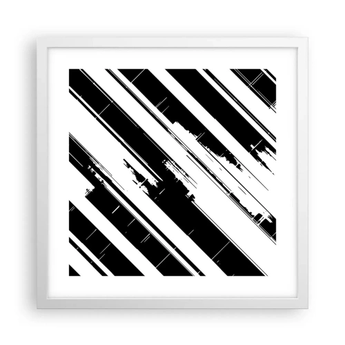 Plakat i hvid ramme - Intens og dynamisk komposition - 40x40 cm