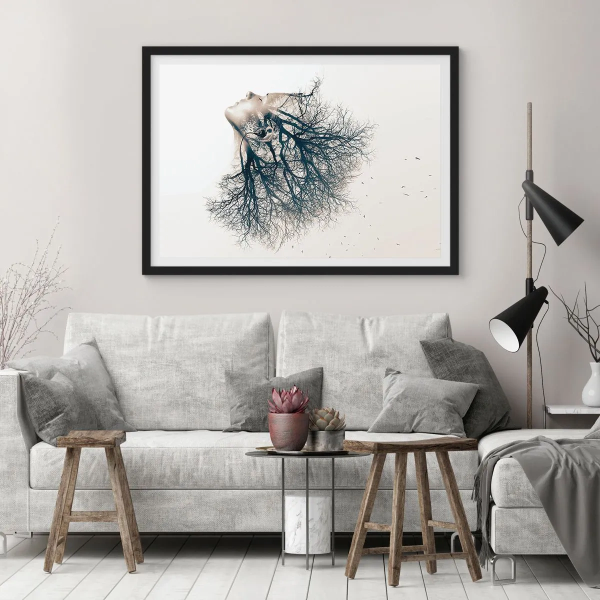 Plakat i sort ramme - Lyttede til træets hvisken - 70x50 cm