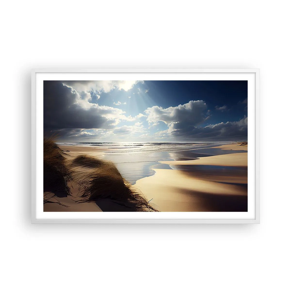 Plakat i hvid ramme - Strand, vild strand - 91x61 cm