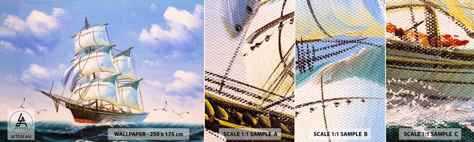 Fototapet Prøve Standard Eco - Stolt med vinden - Nautisk, Sejlskib, Ocean - 100x30 cm