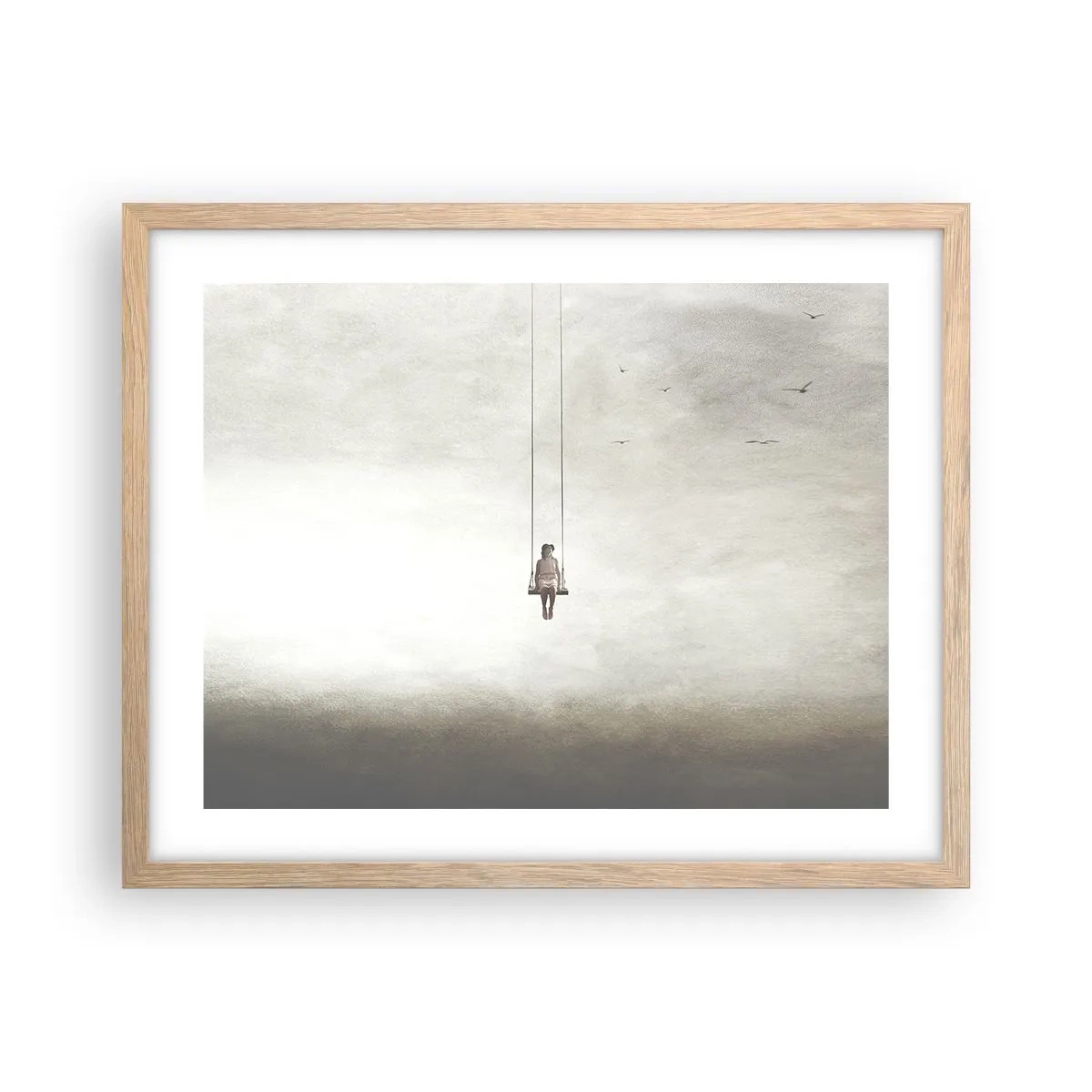 Plakat i ramme af lyst egetræ - Barnet i os selv - 50x40 cm