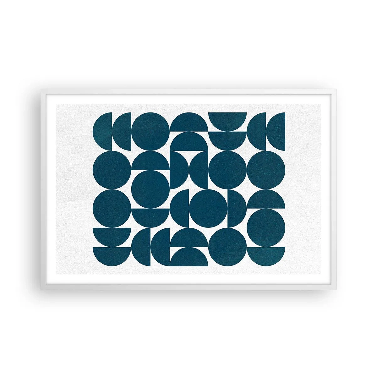 Plakat i hvid ramme - Cirkler og halvcirkler - 91x61 cm