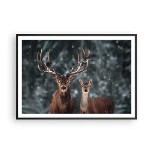 Plakat i sort ramme - Skovens herre og hans kone - 100x70 cm