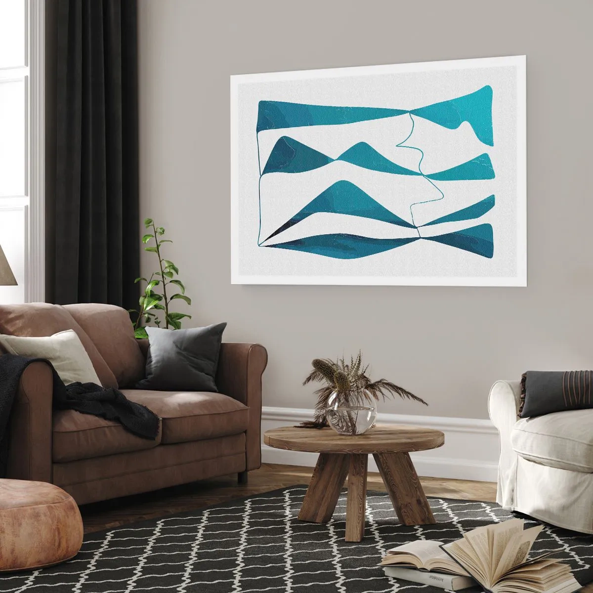Plakat - Abstraktion: en turkis sammensætning - 91x61 cm