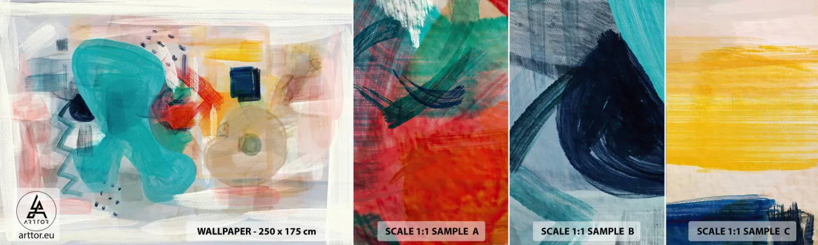 Fototapet Prøve Standard Eco - Et farverigt spil - Abstraktion, Maling, Stykke - 100x30 cm