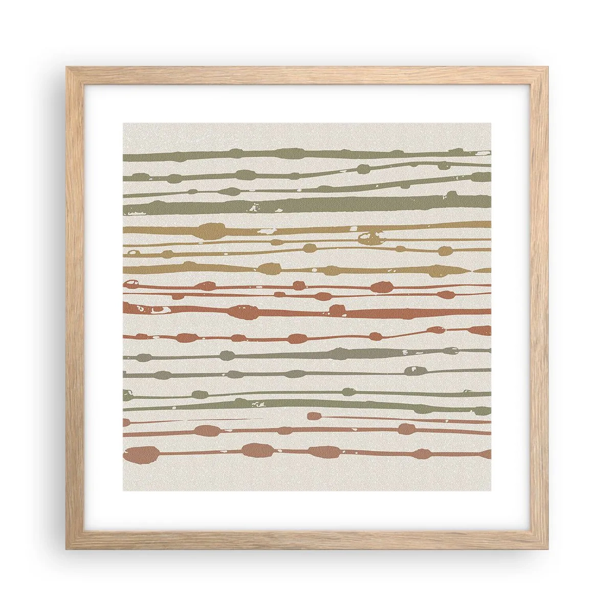Plakat i ramme af lyst egetræ - Musikalsk farvenotation - 40x40 cm