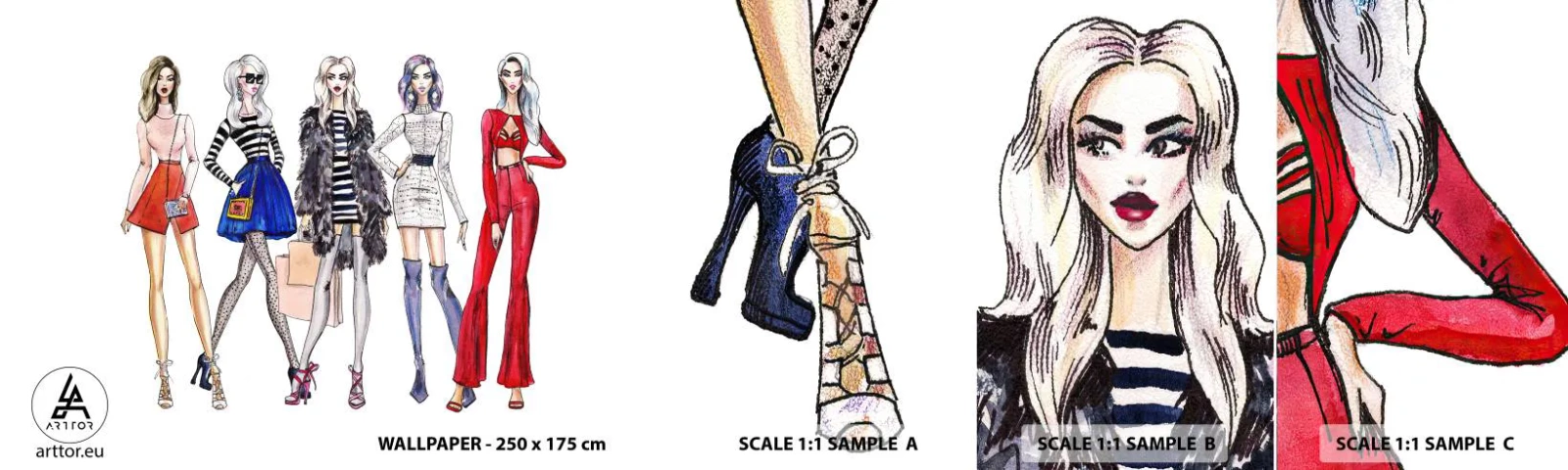 Prøve Fototapet Selvklæbende Deluxe Sticker - Every week Fashion Week - Kvinde, Mode, Model - 100x30 cm