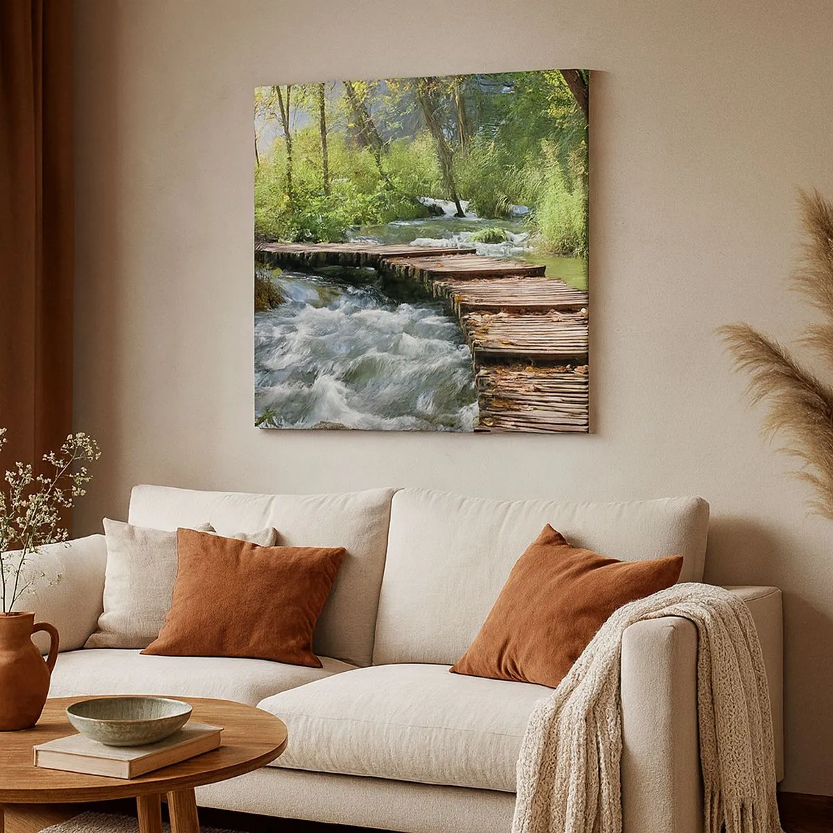 Lærredstryk - Billede på lærred - Over en skummende kaskade - 30x30 cm