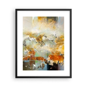 Plakat i sort ramme - Galopperer gennem lyset - 40x50 cm