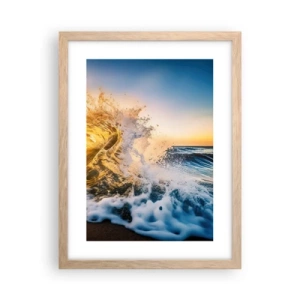 Plakat i ramme af lyst egetræ - Leg på sandet - 30x40 cm