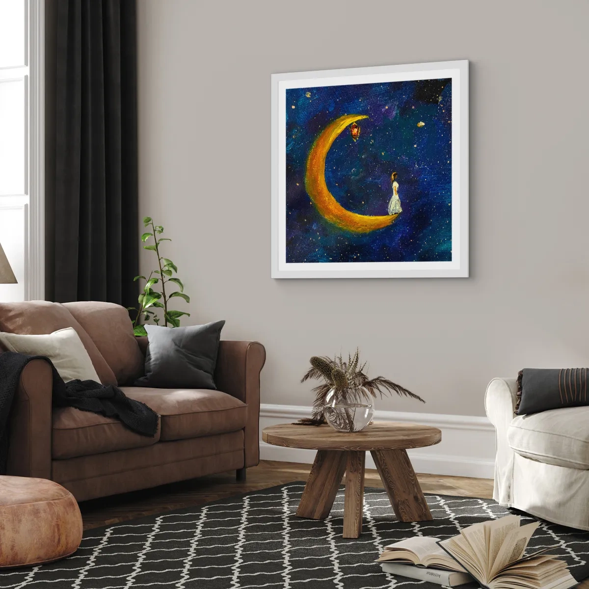 Plakat i hvid ramme - Kald på verden - 30x30 cm