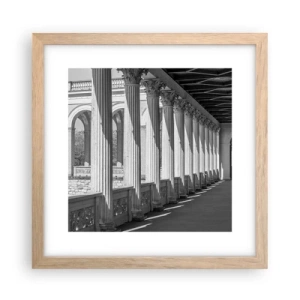 Plakat i ramme af lyst egetræ - Solrig arkade - 30x30 cm