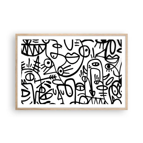 Plakat i ramme af lyst egetræ - Ansigter og luftspejlinger - 91x61 cm