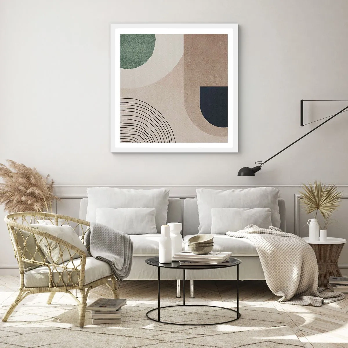 Plakat i hvid ramme - Blidheden i en oval - 50x50 cm