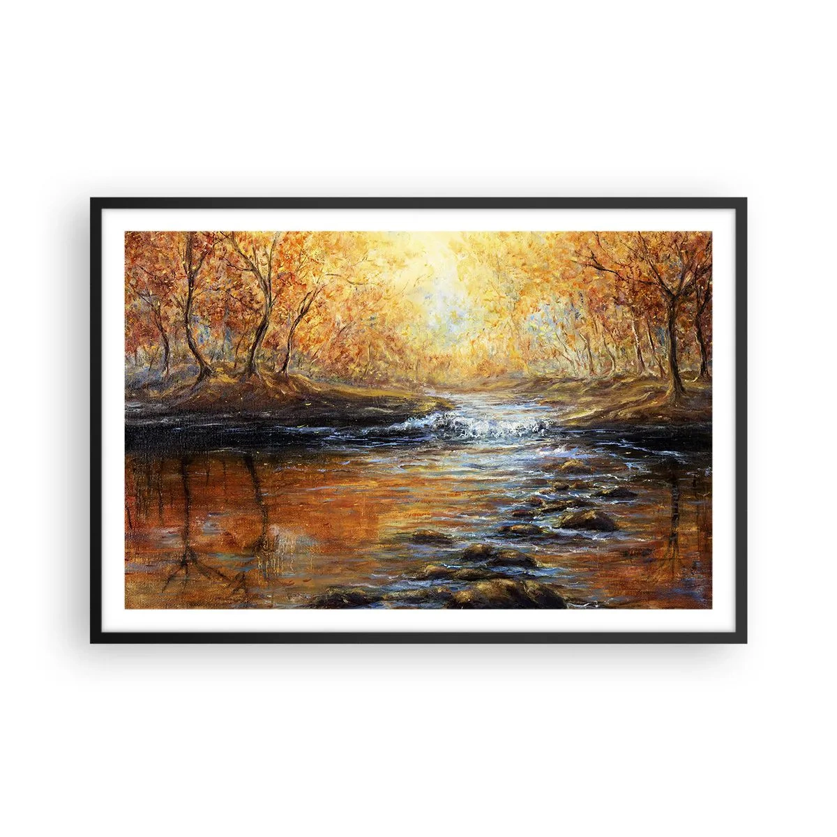 Plakat i sort ramme - Gylden strøm - 91x61 cm