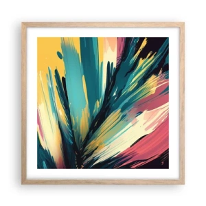 Plakat i ramme af lyst egetræ - Komposition - en eksplosion af glæde - 50x50 cm