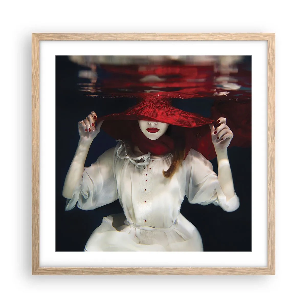 Plakat i ramme af lyst egetræ - Vidunderkvinden - 50x50 cm