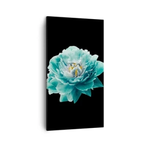 Lærredstryk - Billede på lærred - Blå og gyldne kronblade - 45x80 cm