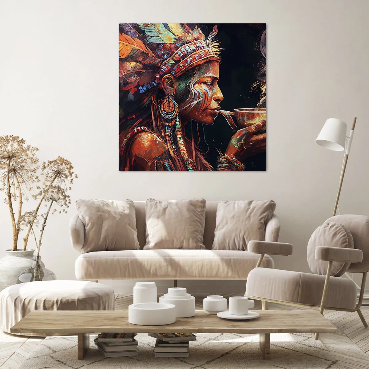 Lærredstryk - Billede på lærred - Et magisk ritual - 70x70 cm