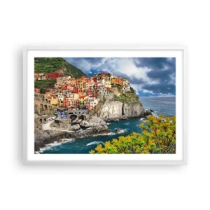 Plakat i hvid ramme - En klynge klæber sig til klipperne - 70x50 cm